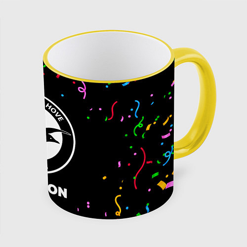 Кружка цветная Brighton конфети / 3D-Желтый кант – фото 1