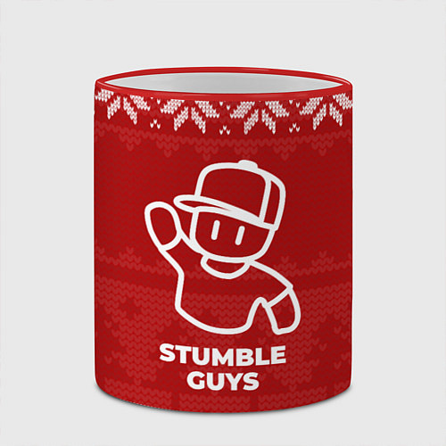 Кружка цветная Новогодний Stumble Guys / 3D-Красный кант – фото 2
