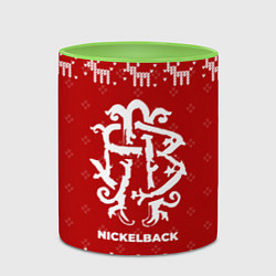 Кружка 3D Новогодний Nickelback с оленями, цвет: 3D-белый + светло-зеленый — фото 2