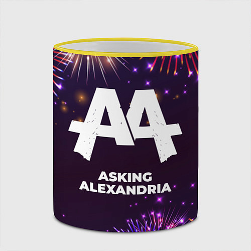 Кружка цветная Праздничный Asking Alexandria / 3D-Желтый кант – фото 2