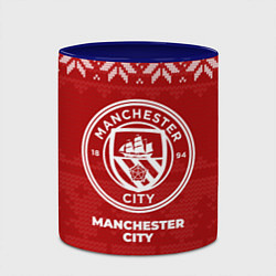 Кружка 3D Новогодний Manchester City, цвет: 3D-белый + синий — фото 2
