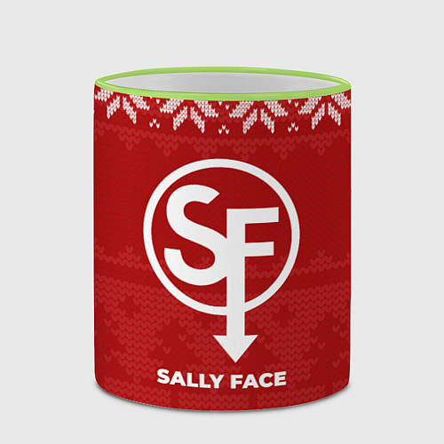 Кружка цветная Новогодний Sally Face / 3D-Светло-зеленый кант – фото 2