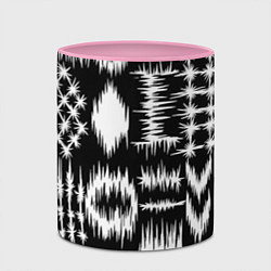 Кружка 3D Штриховка - геометрическая абстракция, цвет: 3D-белый + розовый — фото 2