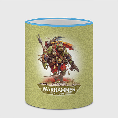 Кружка цветная Воин орк Warhammer / 3D-Небесно-голубой кант – фото 2