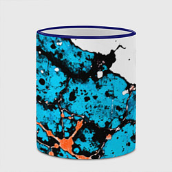 Кружка 3D Оранжево-голубая абстракция на белом фоне, цвет: 3D-синий кант — фото 2
