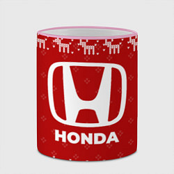 Кружка 3D Новогодний Honda с оленями, цвет: 3D-розовый кант — фото 2