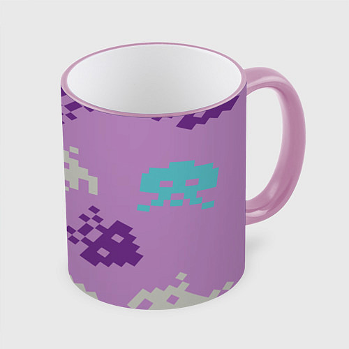 Кружка цветная Пиксели / 3D-Розовый кант – фото 1