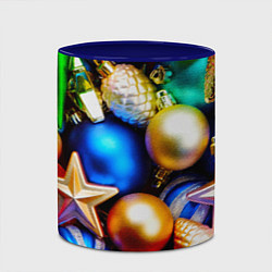 Кружка 3D Новогодние украшения, цвет: 3D-белый + синий — фото 2