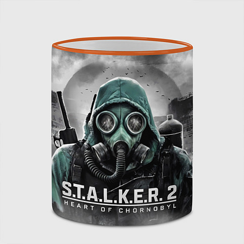 Кружка цветная Stalker 2 heart of Chornobyl radiation / 3D-Оранжевый кант – фото 2