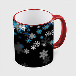 Кружка 3D Снежинки объемные, цвет: 3D-красный кант