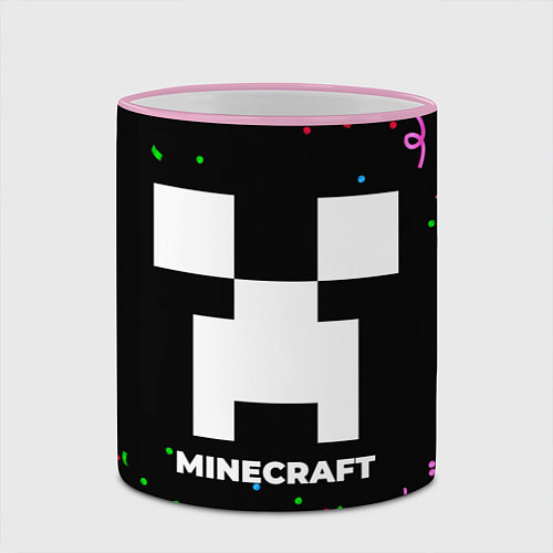 Кружка цветная Minecraft конфети / 3D-Розовый кант – фото 2