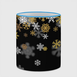 Кружка 3D Снежинки объемные золотистые, цвет: 3D-небесно-голубой кант — фото 2