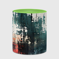 Кружка 3D Чёрно-красная ржавчина на белом фоне, цвет: 3D-белый + светло-зеленый — фото 2