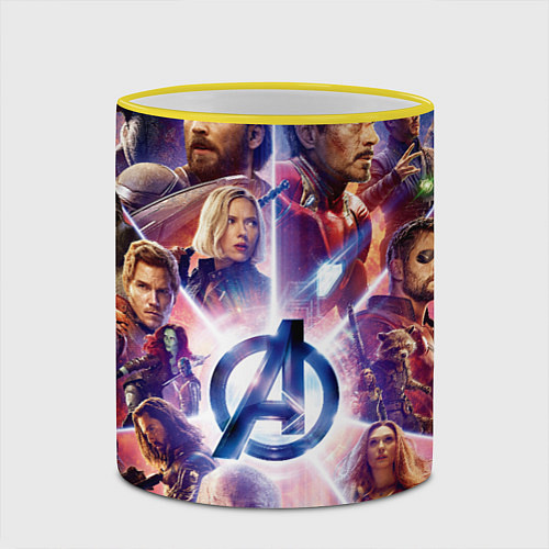 Кружка цветная Танос и мстители / 3D-Желтый кант – фото 2