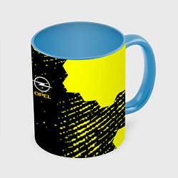 Кружка 3D Opel auto hexagon steel, цвет: 3D-белый + небесно-голубой