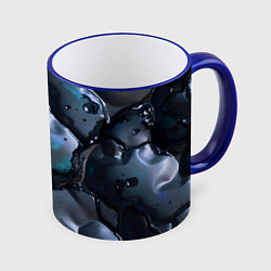 Кружка 3D Жидкая субстанция серая, цвет: 3D-синий кант