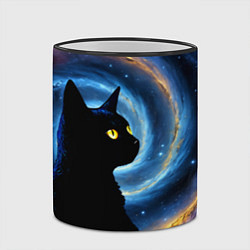 Кружка 3D Кот на фоне космоса, цвет: 3D-черный кант — фото 2