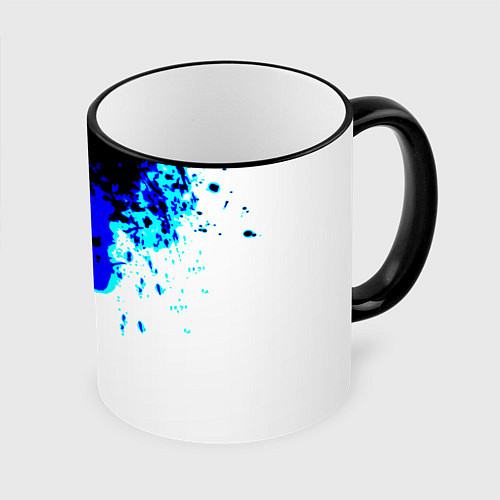 Кружка цветная Синяя кровь андроида / 3D-Черный кант – фото 1