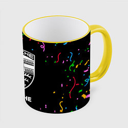 Кружка 3D Porsche конфети, цвет: 3D-желтый кант