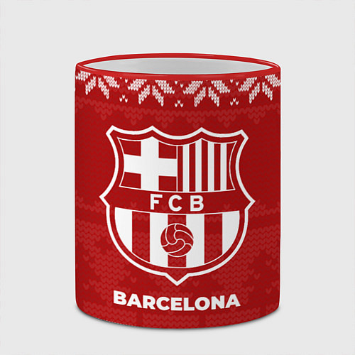 Кружка цветная Новогодний Barcelona / 3D-Красный кант – фото 2