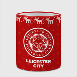 Кружка 3D Новогодний Leicester City с оленями, цвет: 3D-красный кант — фото 2