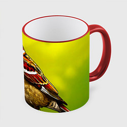 Кружка 3D Воробей на ветке, цвет: 3D-красный кант