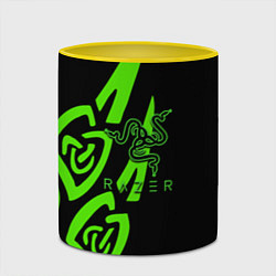 Кружка 3D Razer лого лес, цвет: 3D-белый + желтый — фото 2