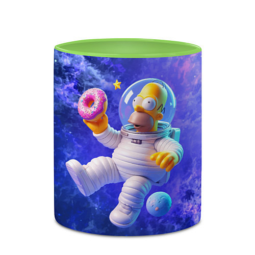 Кружка цветная Homer Simpson is a brave astronaut / 3D-Белый + светло-зеленый – фото 2