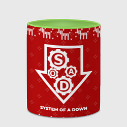 Кружка 3D Новогодний System of a Down с оленями, цвет: 3D-белый + светло-зеленый — фото 2