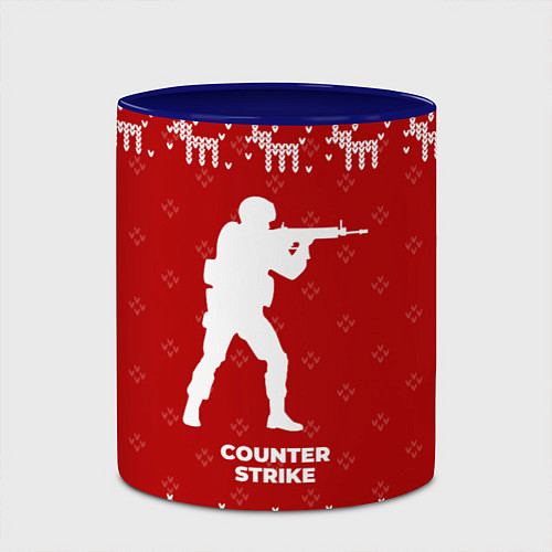 Кружка цветная Новогодний Counter Strike с оленями / 3D-Белый + синий – фото 2