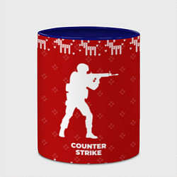 Кружка 3D Новогодний Counter Strike с оленями, цвет: 3D-белый + синий — фото 2