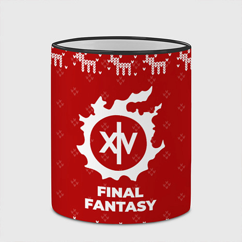 Кружка цветная Новогодний Final Fantasy с оленями / 3D-Черный кант – фото 2
