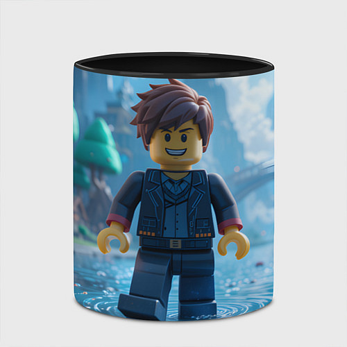 Кружка цветная Роблокс человек дождя / 3D-Белый + черный – фото 2