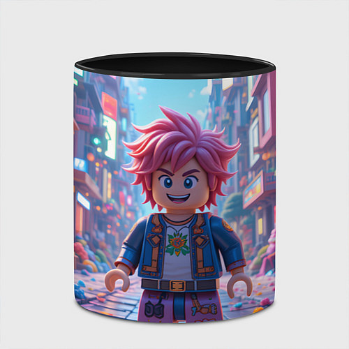 Кружка цветная Роблокс с розовыми волосами / 3D-Белый + черный – фото 2