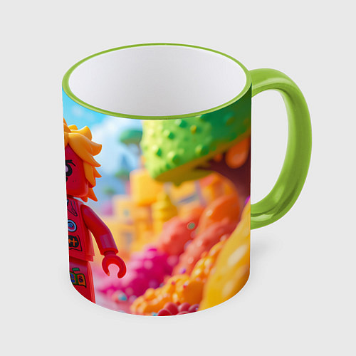 Кружка цветная Роблокс с желтыми волосами / 3D-Светло-зеленый кант – фото 1