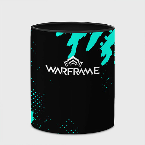 Кружка цветная Warframe краски голубые / 3D-Белый + черный – фото 2