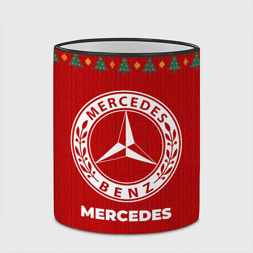 Кружка цветная Mercedes new year / 3D-Черный кант – фото 2
