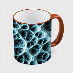 Кружка 3D Белая пористая структура, цвет: 3D-оранжевый кант