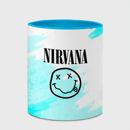 Кружка цветная Nirvana rock music color / 3D-Белый + небесно-голубой – фото 2