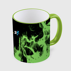 Кружка 3D Portal fire steel, цвет: 3D-светло-зеленый кант