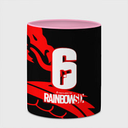 Кружка 3D Rainbow six dragon fire logo, цвет: 3D-белый + розовый — фото 2