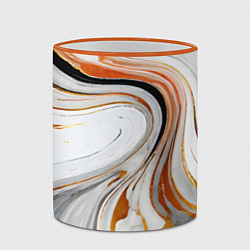 Кружка 3D Волнистые чёрно-жёлтые линии на белом фоне, цвет: 3D-оранжевый кант — фото 2
