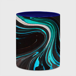Кружка 3D Волнистые бело-голубые линии на чёрном фоне, цвет: 3D-белый + синий — фото 2