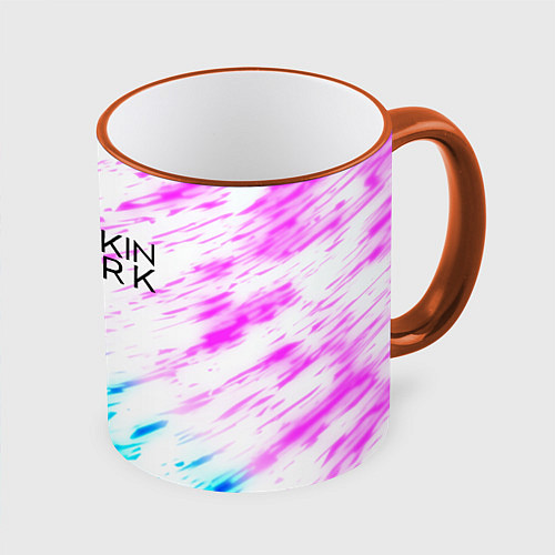 Кружка цветная Linkin park rock краски / 3D-Оранжевый кант – фото 1