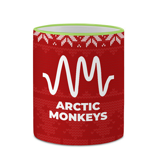 Кружка цветная Новогодний Arctic Monkeys / 3D-Светло-зеленый кант – фото 2