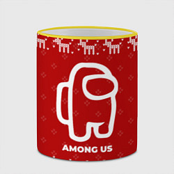 Кружка 3D Новогодний Among Us с оленями, цвет: 3D-желтый кант — фото 2