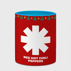 Кружка 3D Red Hot Chili Peppers new year, цвет: 3D-белый + небесно-голубой — фото 2