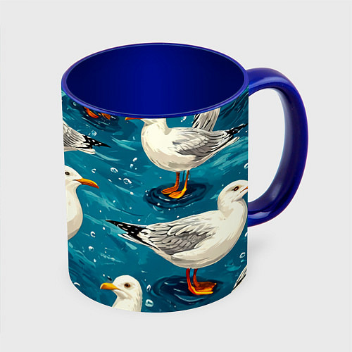 Кружка цветная Чайка / 3D-Белый + синий – фото 1