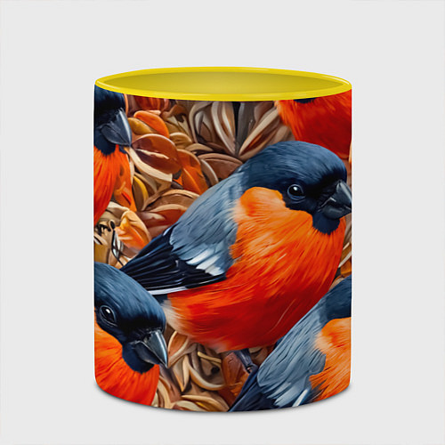 Кружка цветная Снегири / 3D-Белый + желтый – фото 2