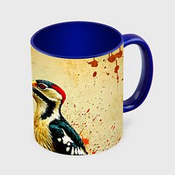 Кружка 3D Большой дятел, цвет: 3D-белый + синий